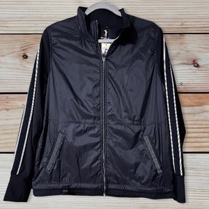 NWT Tangerine Active Black Stripe Workout Yoga Running Jacket w/ Thumb Holes